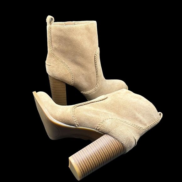 Nine West Women’s Leather Quicksand Ankle Boots Tan Size 5.5 - Picture 4 of 14